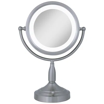 Zadro Satin Nickel Dual-sided Magnified Lighted Makeup Mirror