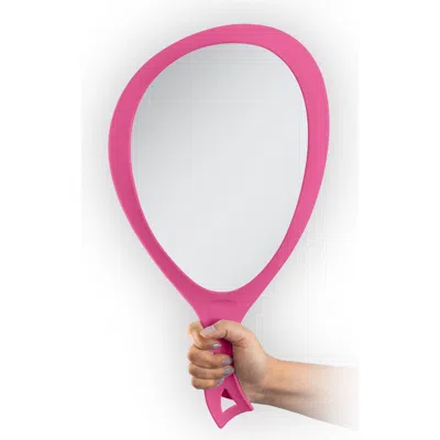 Zadro Xl Teardrop Handheld Mirror With Handle In Bright Pink