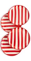 Zafferano Dinner Plates Set Of 4 Red Stripe In Red