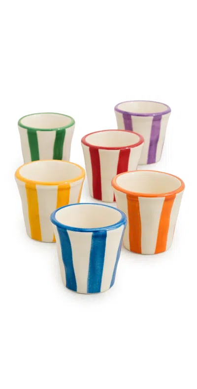 Zafferano Lido Righe Espresso Shot Cups Assorted In Multi