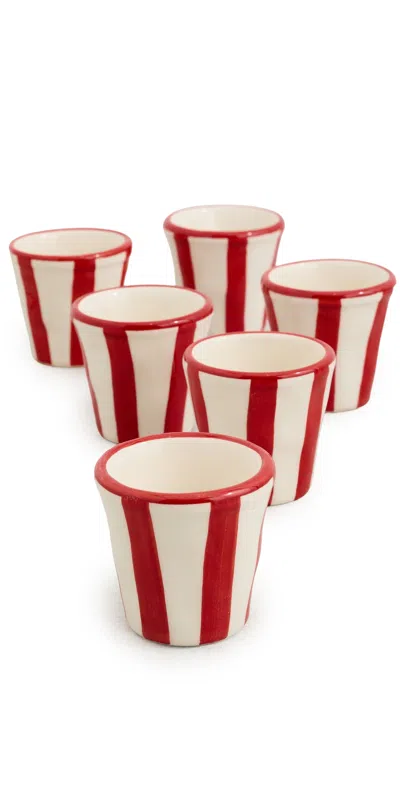 Zafferano Lido Righe Espresso Shot Cups Red