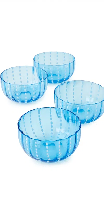 Zafferano Perle Bowl Set Of 4 Aquamarine In Blue