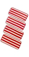 Zafferano Rectangular Plate Set Of 4 Red Stripe In Red