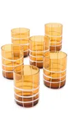 ZAFFERANO TWIDDLE TUMBLER SET OF 6 AMBER