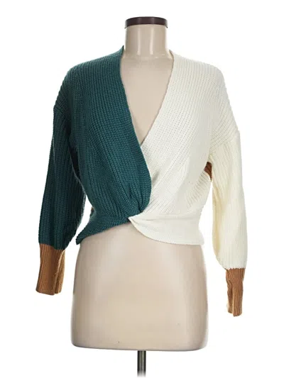 Pre-owned Zaful Cardigan Sweater In Blue