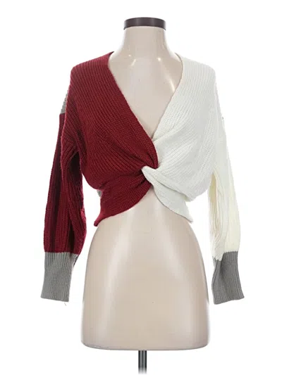 Pre-owned Zaful Cardigan Sweater In Burgundy