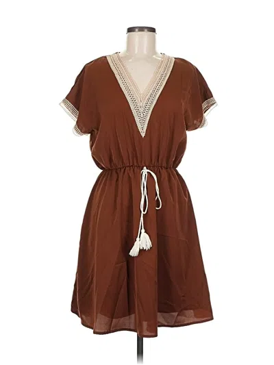 Pre-owned Zaful Casual Dress In Brown