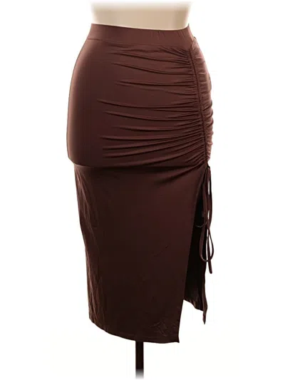 Pre-owned Zaful Casual Skirt In Brown