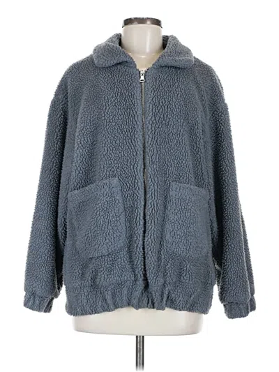 Pre-owned Zaful Faux Fur Jacket In Blue