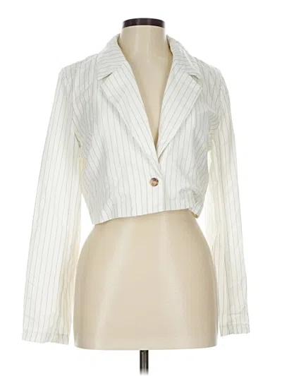 Pre-owned Zaful Long Sleeve Blouse In White