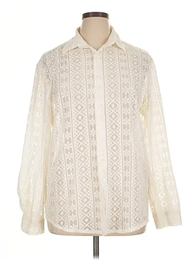 Pre-owned Zaful Long Sleeve Blouse In White