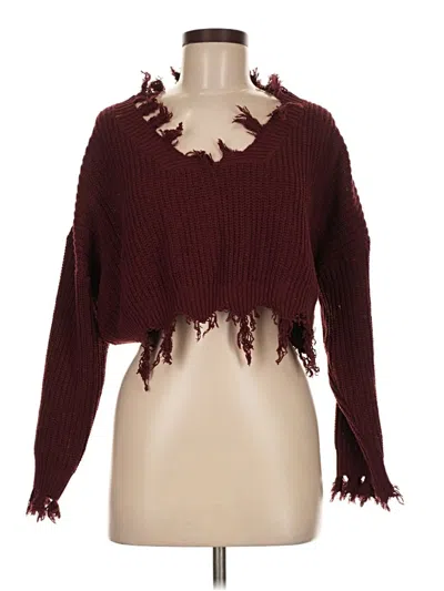 Pre-owned Zaful Pullover Sweater In Burgundy