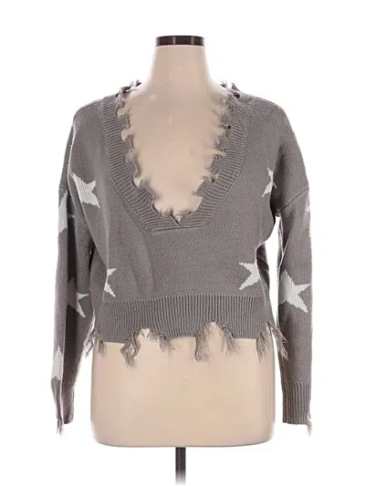Pre-owned Zaful Pullover Sweater In Gray