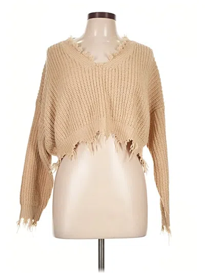 Pre-owned Zaful Pullover Sweater In Tan