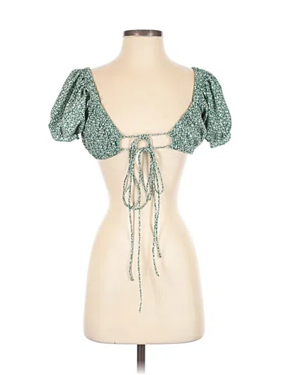 Pre-owned Zaful Short Sleeve Blouse In Green