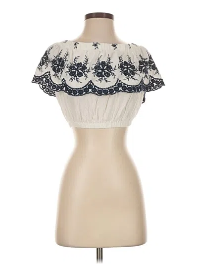 Pre-owned Zaful Short Sleeve Blouse In Ivory