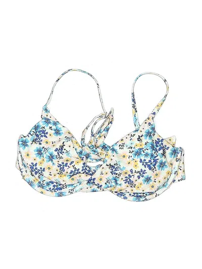 Pre-owned Zaful Swimsuit Top Blue Floral Pattern Swimwear