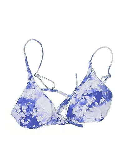 Pre-owned Zaful Swimsuit Top Blue Floral Pattern Swimwear