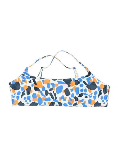 Pre-owned Zaful Swimsuit Top Blue Print Pattern Swimwear