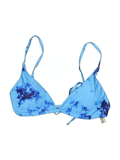 Pre-owned Zaful Swimsuit Top Blue Print Pattern Swimwear