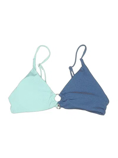 Pre-owned Zaful Swimsuit Top Blue Solid Pattern Swimwear