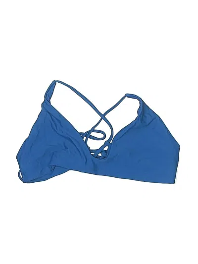 Pre-owned Zaful Swimsuit Top Blue Solid Pattern Swimwear