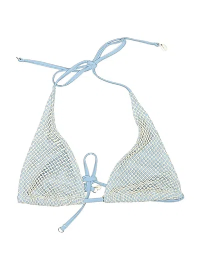 Pre-owned Zaful Swimsuit Top Blue Tweed Pattern Swimwear
