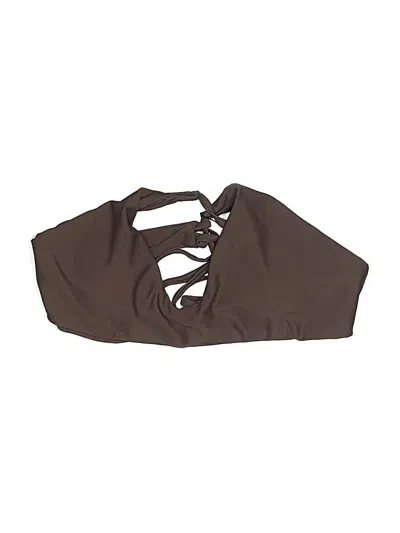 Zaful Swimsuit Top Brown Solid Pattern Swimwear