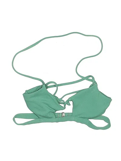 Pre-owned Zaful Swimsuit Top Green Solid Pattern Swimwear