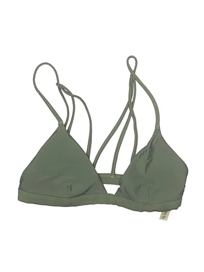 Pre-owned Zaful Swimsuit Top Green Solid Pattern Swimwear