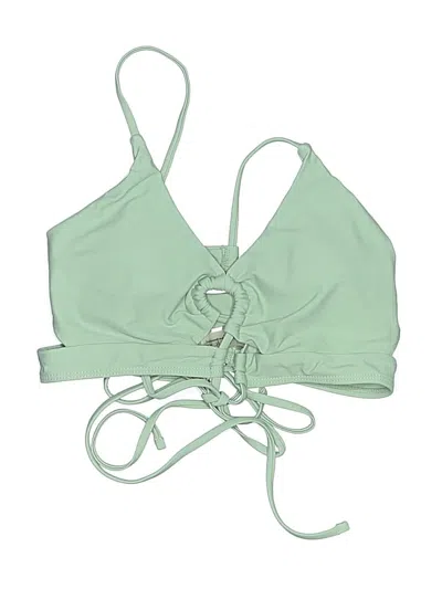 Pre-owned Zaful Swimsuit Top Green Solid Pattern Swimwear