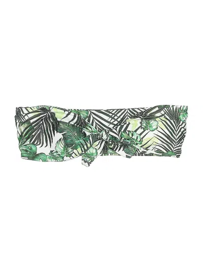 Pre-owned Zaful Swimsuit Top Green Tropical Pattern Swimwear