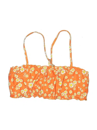Pre-owned Zaful Swimsuit Top Orange Floral Pattern Swimwear