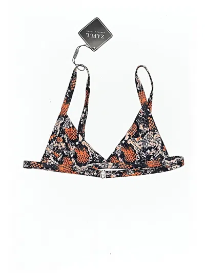 Pre-owned Zaful Swimsuit Top Orange Print Pattern Swimwear