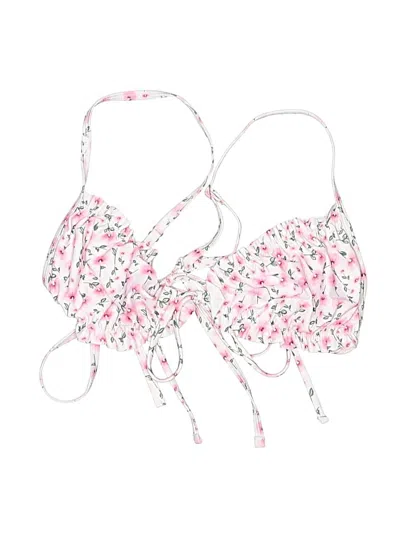 Pre-owned Zaful Swimsuit Top Pink Floral Pattern Swimwear