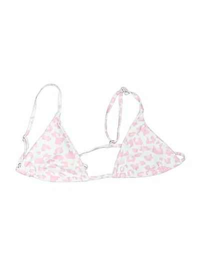 Pre-owned Zaful Swimsuit Top Pink Hearts Pattern Swimwear