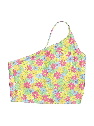 Pre-owned Zaful Swimsuit Top Yellow Floral Pattern Swimwear