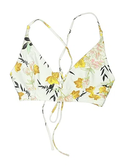 Pre-owned Zaful Swimsuit Top Yellow Floral Pattern Swimwear