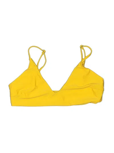 Pre-owned Zaful Swimsuit Top Yellow Solid Pattern Swimwear