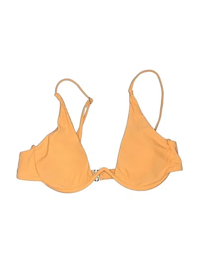 Pre-owned Zaful Swimsuit Top Yellow Solid Pattern Swimwear
