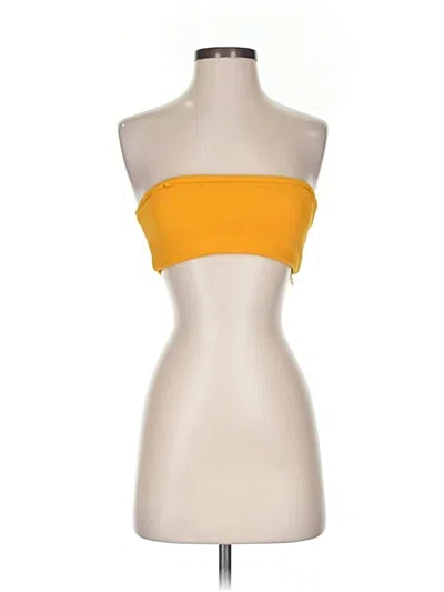 Pre-owned Zaful Tube Top Yellow Strapless Neckline Tops