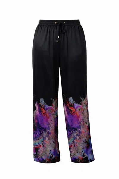 Zafur Women's Black Mayfair Trouser In Brushstroke Print