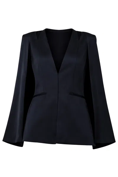 Zafur Women's Black Medinah Cape Blazer In Caviar