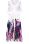Zafur Women's Santorini Dress In Brushstroke Print On Snow White In White