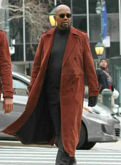 Pre-owned Zafy Leather Brand Classic Style Men's Genuine Suede Long Trench Slim Fit Over Coat In Brown
