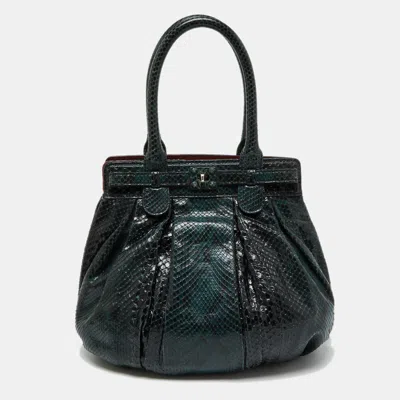 Pre-owned Zagliani Black/green Python Puffy Hobo