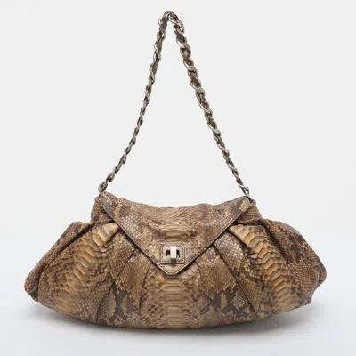 Pre-owned Zagliani Brown/beige Python Shoulder Bag