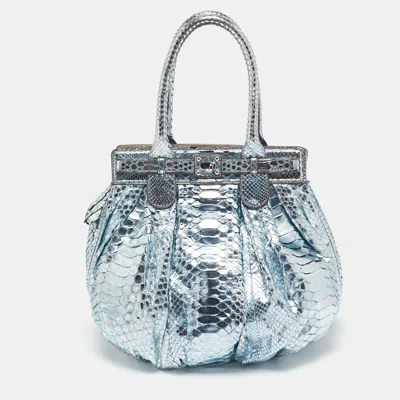 Pre-owned Zagliani Metallic Python Puffy Hobo