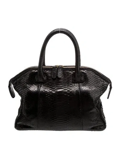 Pre-owned Zagliani Python Top Handle Bag In Black