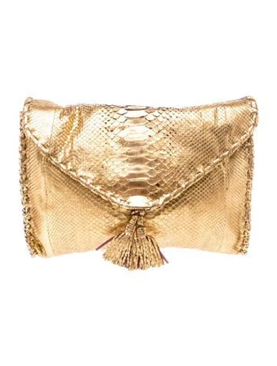 Pre-owned Zagliani Snakeskin Clutch In Neutral